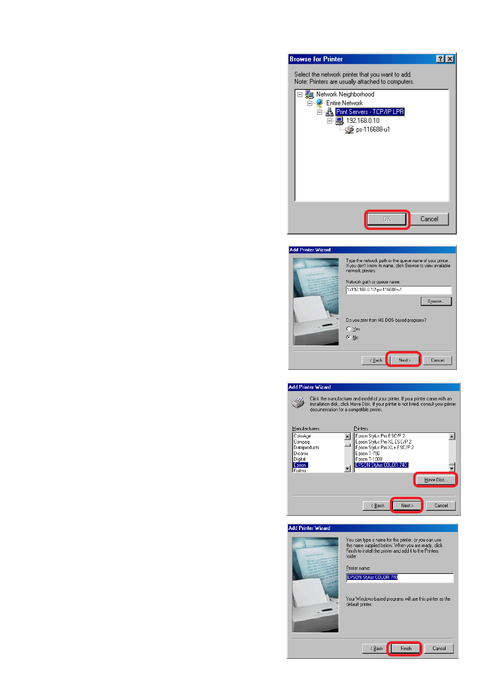 Tcp/ip printing for windows 98se/me (continued) | D-Link DP-G310 User Manual | Page 59 / 88