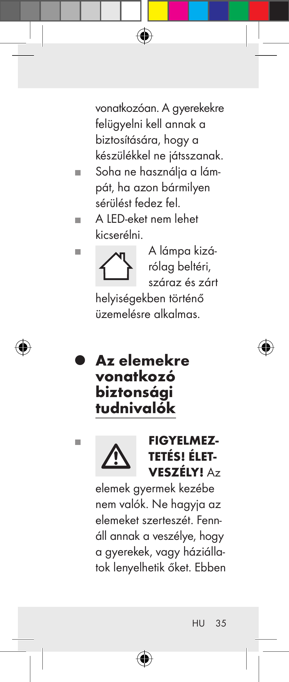 Az elemekre vonatkozó biztonsági tudnivalók | Livarno Z31237A Z31237B User Manual | Page 35 / 98