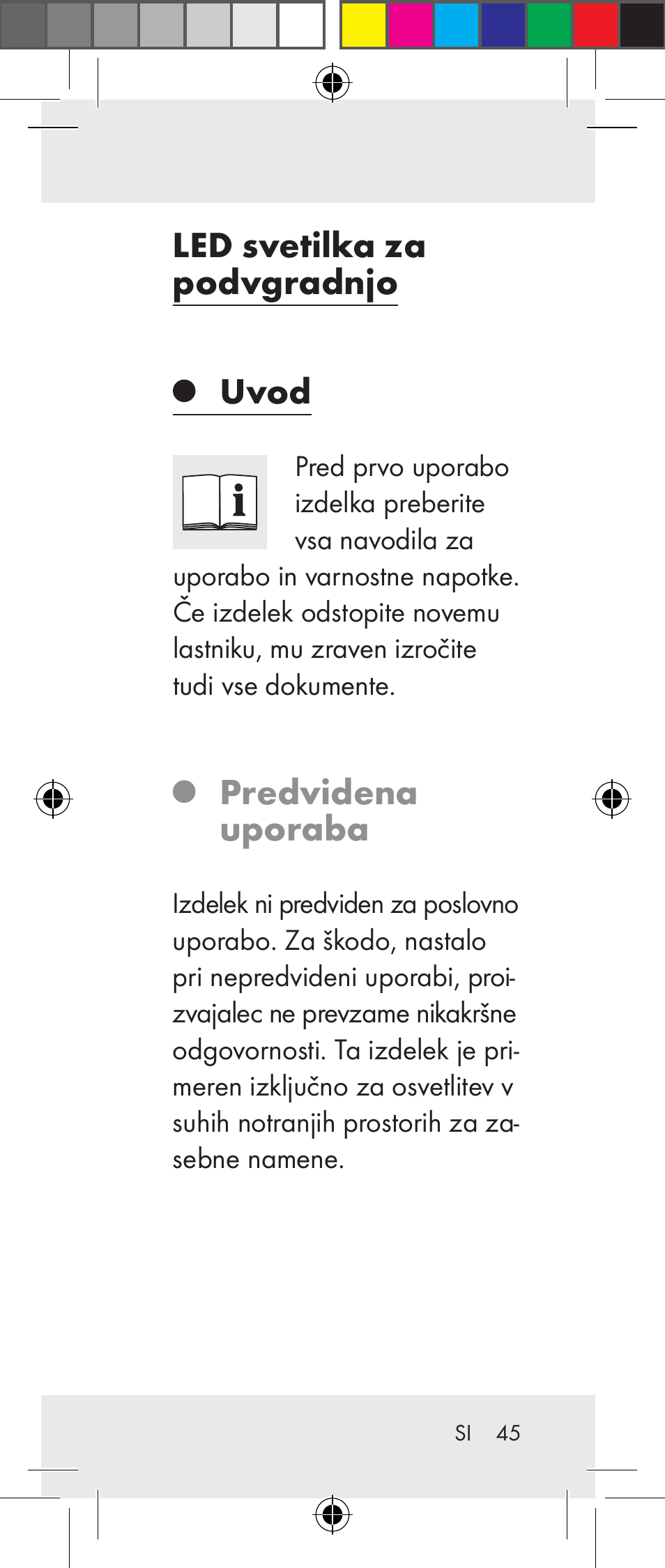 Led svetilka za podvgradnjo uvod, Predvidena uporaba | Livarno Z31237A Z31237B User Manual | Page 45 / 98