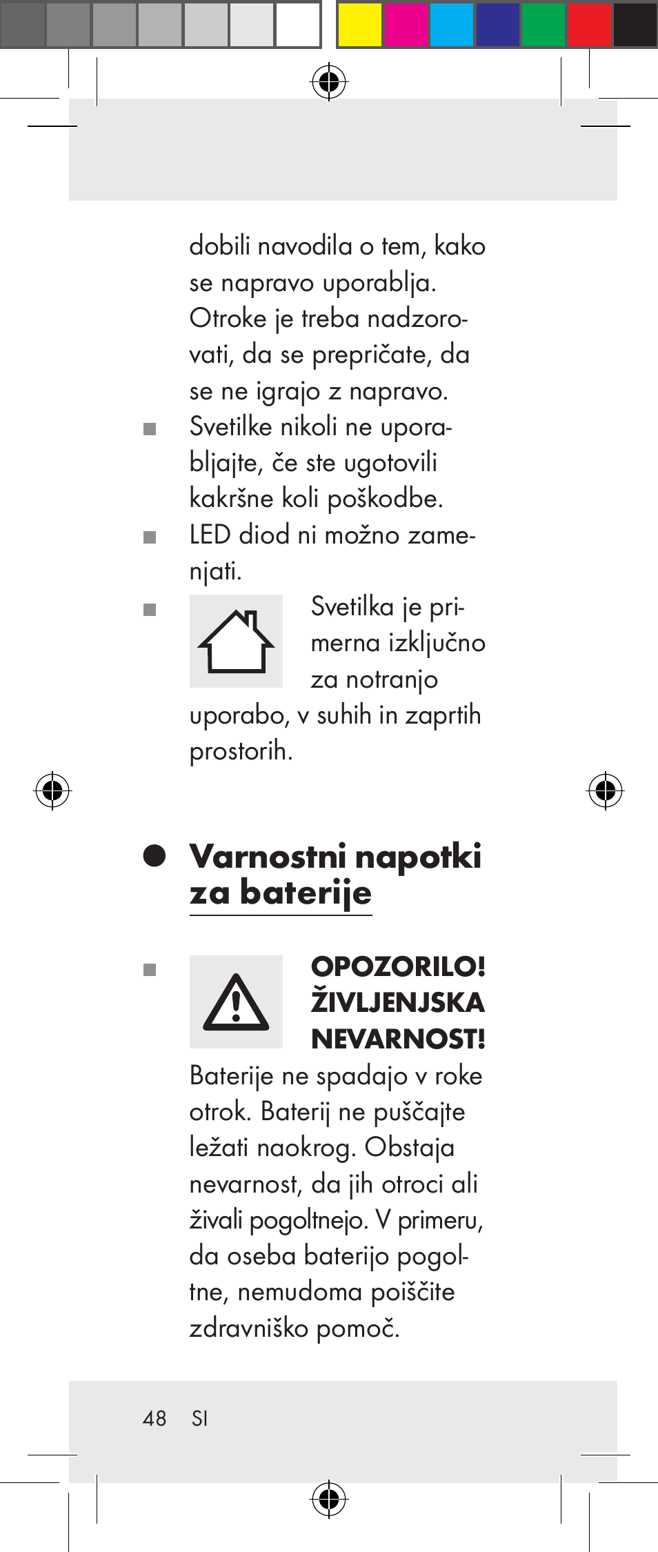 Varnostni napotki za baterije | Livarno Z31237A Z31237B User Manual | Page 48 / 98