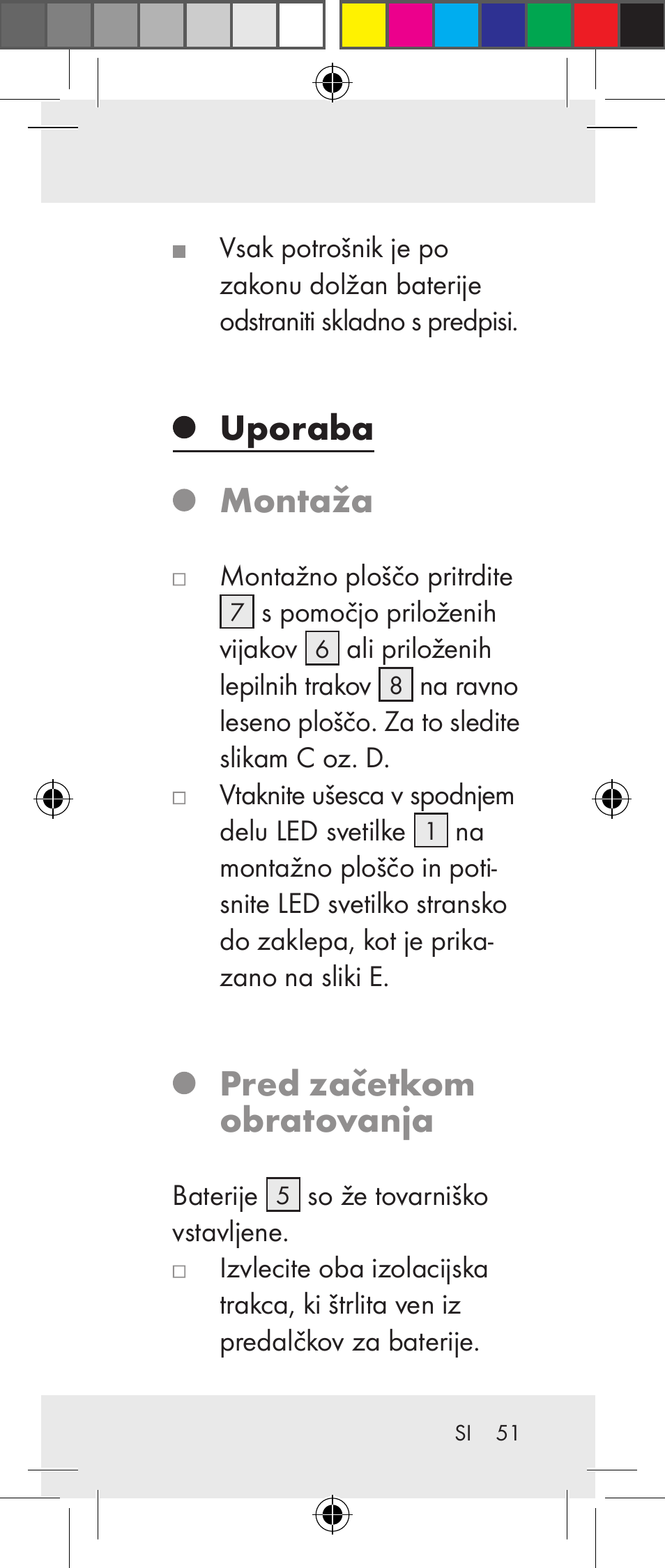 Uporaba montaža, Pred začetkom obratovanja | Livarno Z31237A Z31237B User Manual | Page 51 / 98