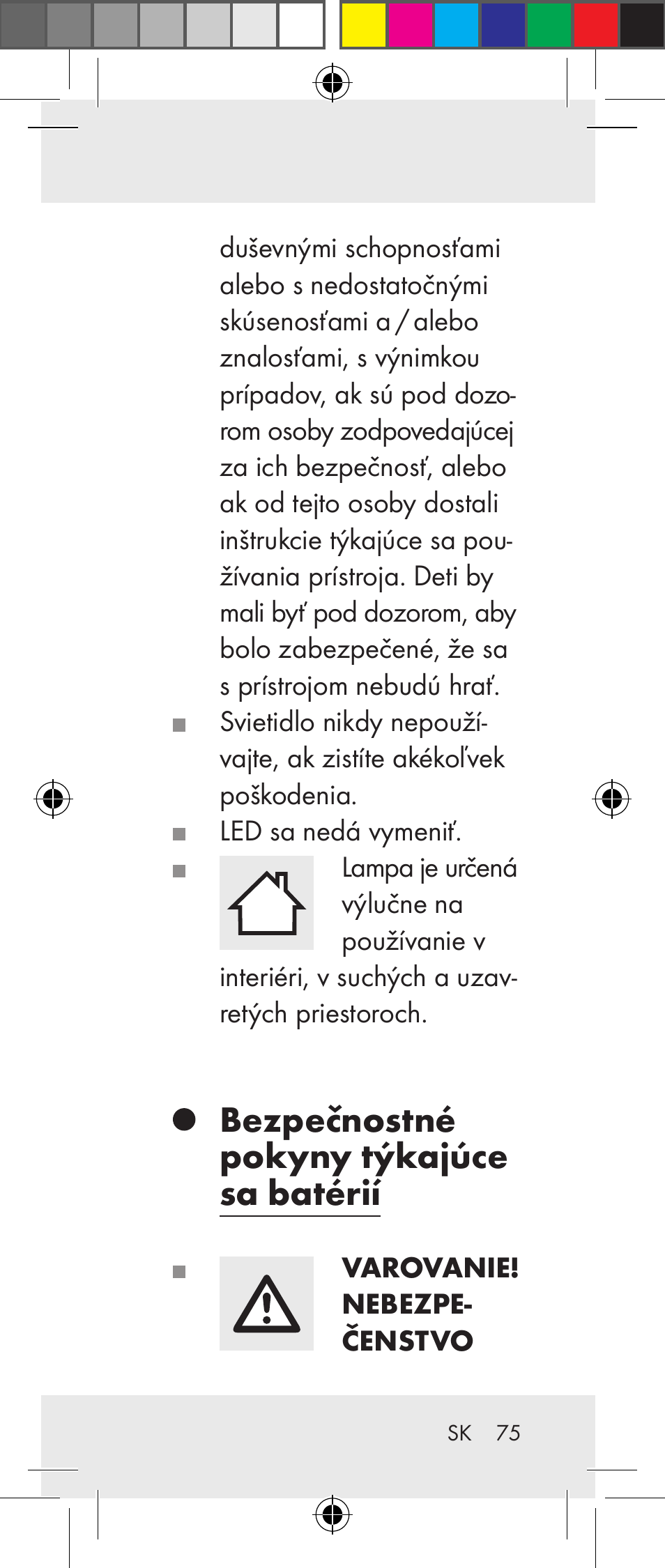 Bezpečnostné pokyny týkajúce sa batérií | Livarno Z31237A Z31237B User Manual | Page 75 / 98