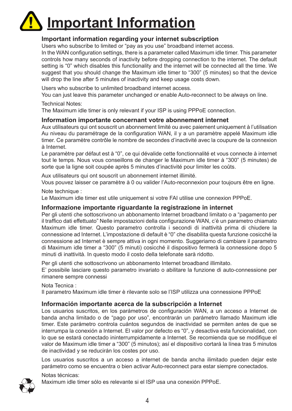 Important information | D-Link DSL-321B User Manual | Page 4 / 40