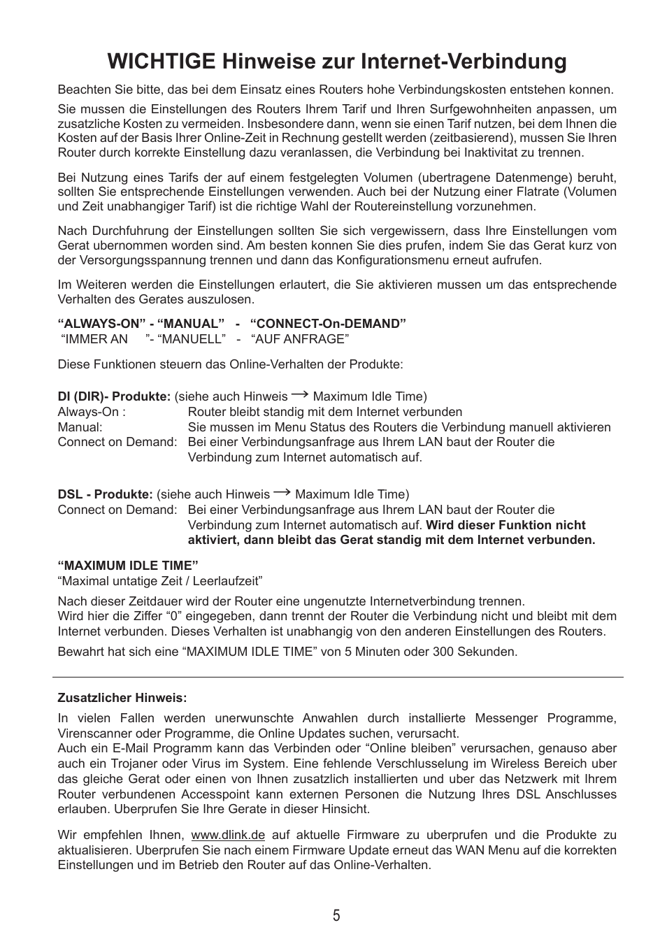 Wichtige hinweise zur internet-verbindung | D-Link DSL-321B User Manual | Page 5 / 40