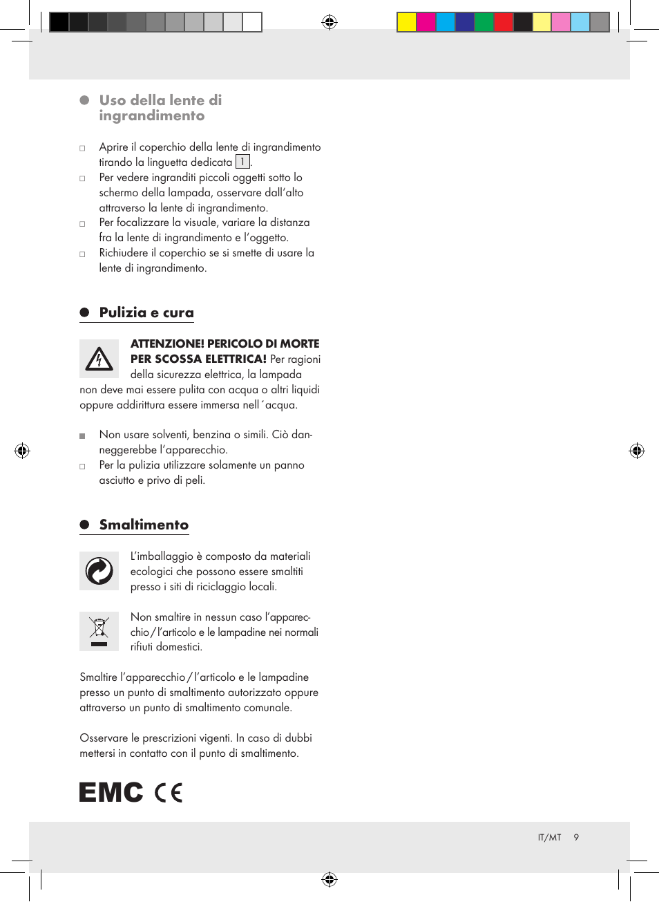 Uso della lente di ingrandimento, Pulizia e cura, Smaltimento | Livarno Z31304-BS User Manual | Page 9 / 19