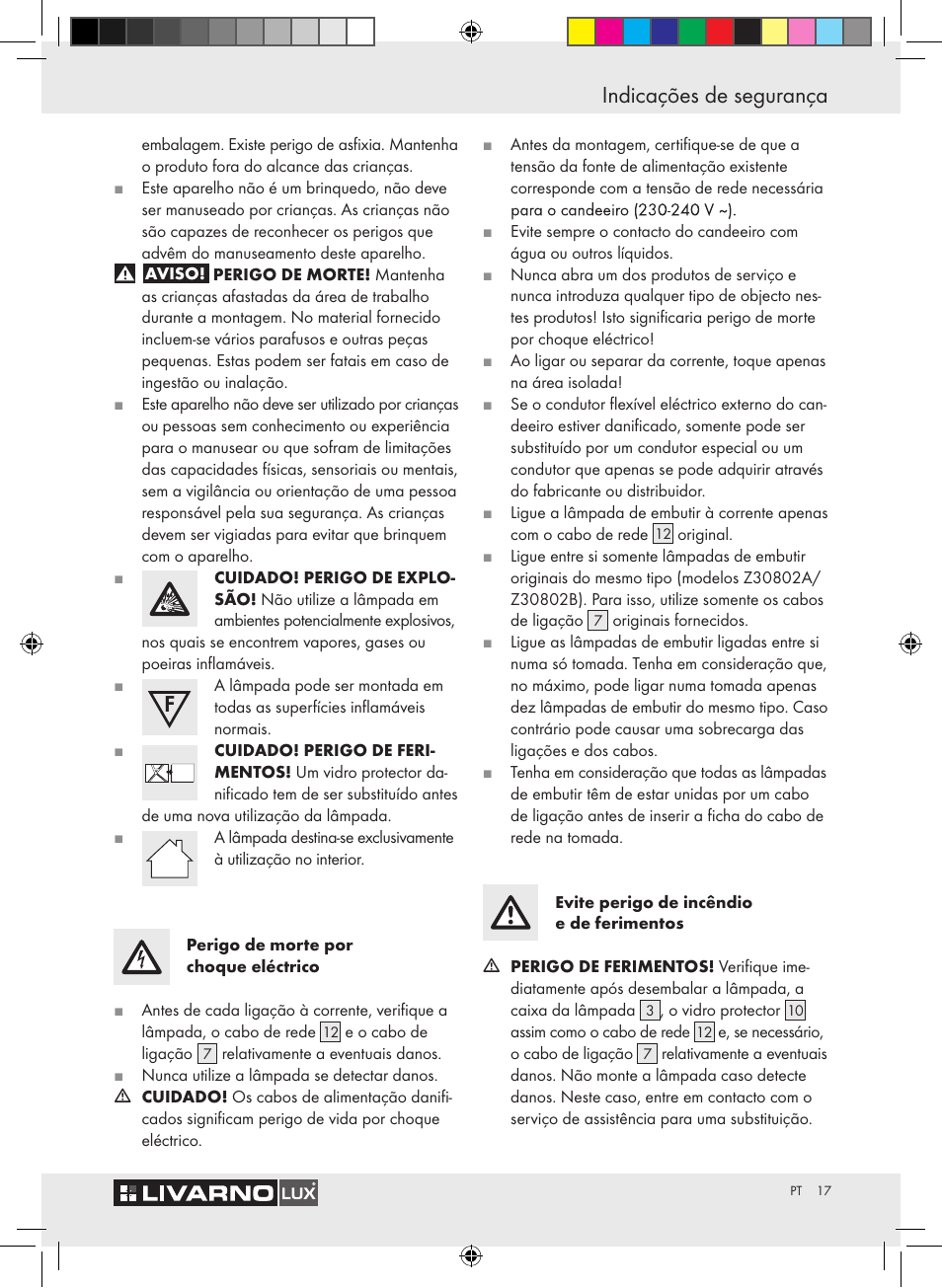 Indicações de segurança | Livarno Z30802A-BS / Z30802B-BS User Manual | Page 19 / 36