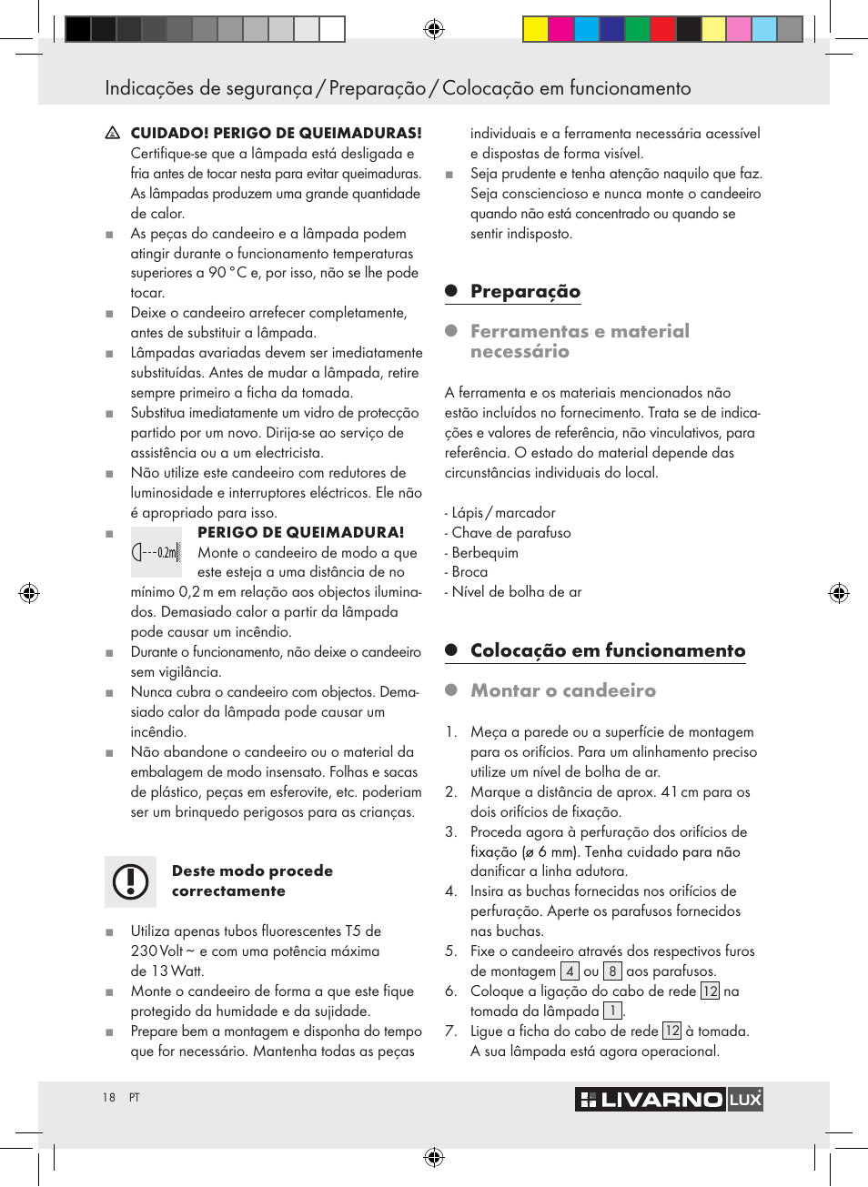 Preparação, Ferramentas e material necessário, Colocação em funcionamento | Montar o candeeiro | Livarno Z30802A-BS / Z30802B-BS User Manual | Page 20 / 36