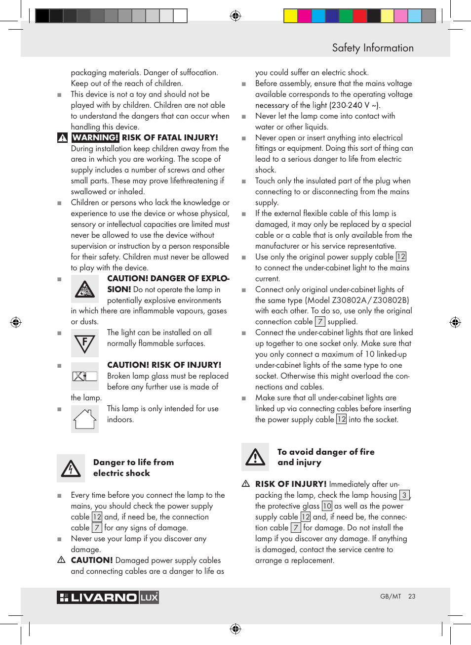 Safety information | Livarno Z30802A-BS / Z30802B-BS User Manual | Page 25 / 36