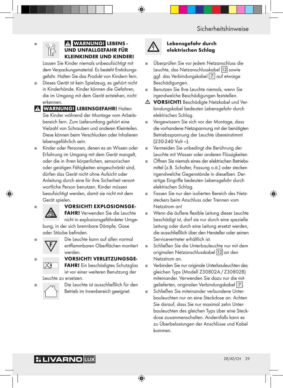 Sicherheitshinweise | Livarno Z30802A-BS / Z30802B-BS User Manual | Page 31 / 36