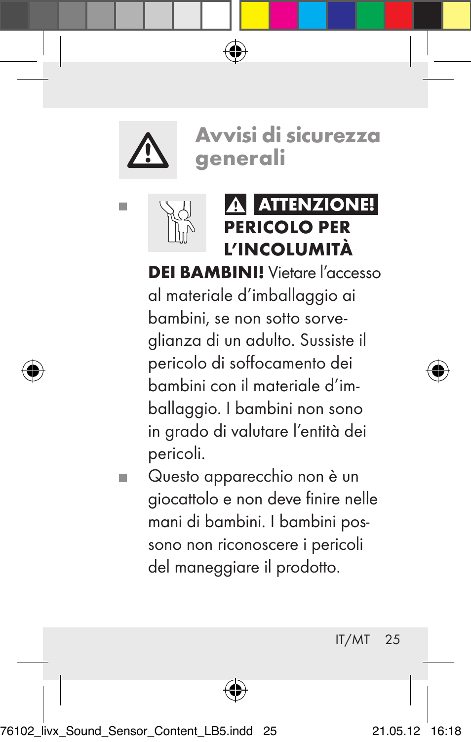 Avvisi di sicurezza generali | Livarno Z30425A Z30425B User Manual | Page 25 / 84