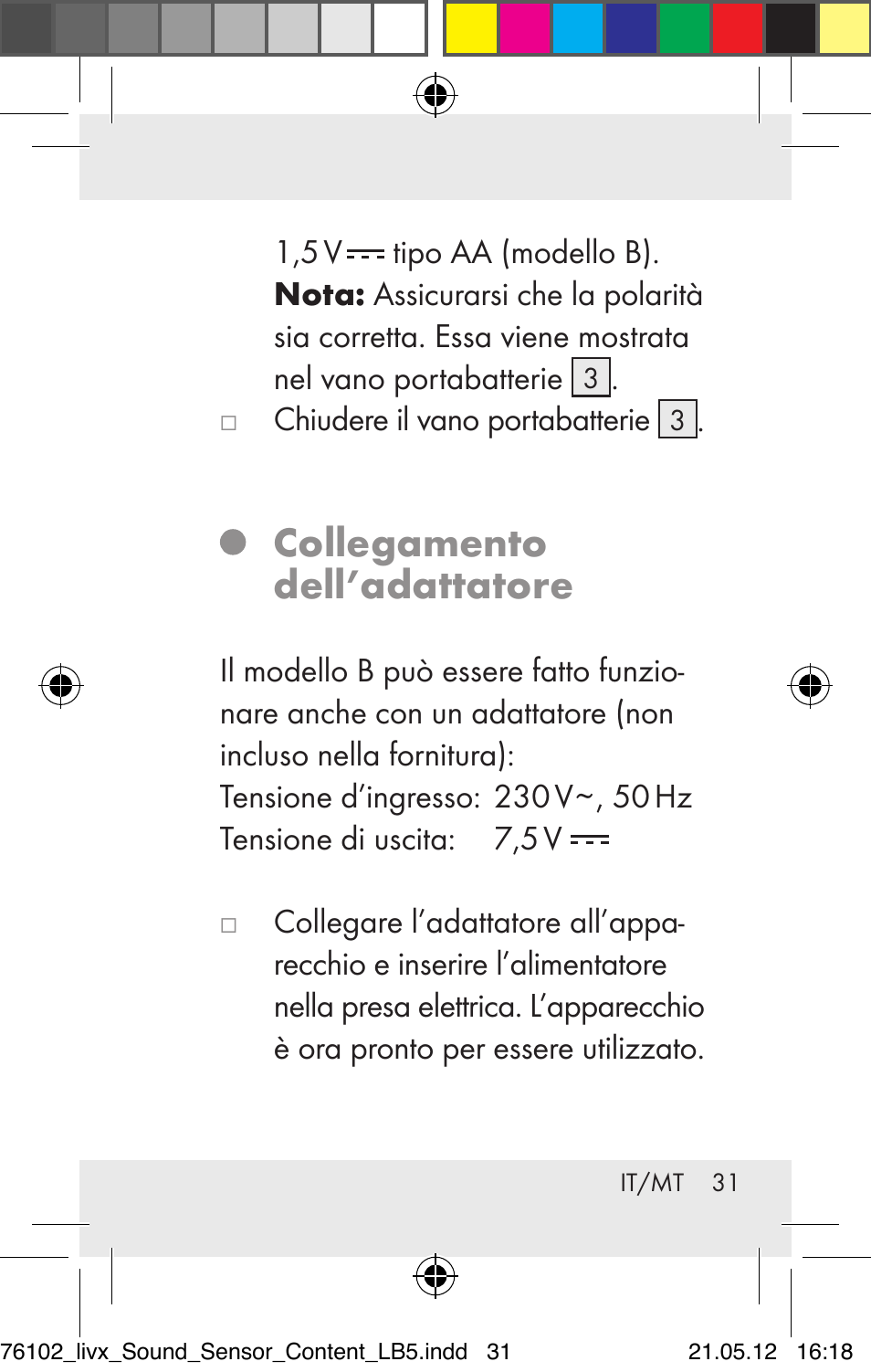 Collegamento dell’adattatore | Livarno Z30425A Z30425B User Manual | Page 31 / 84