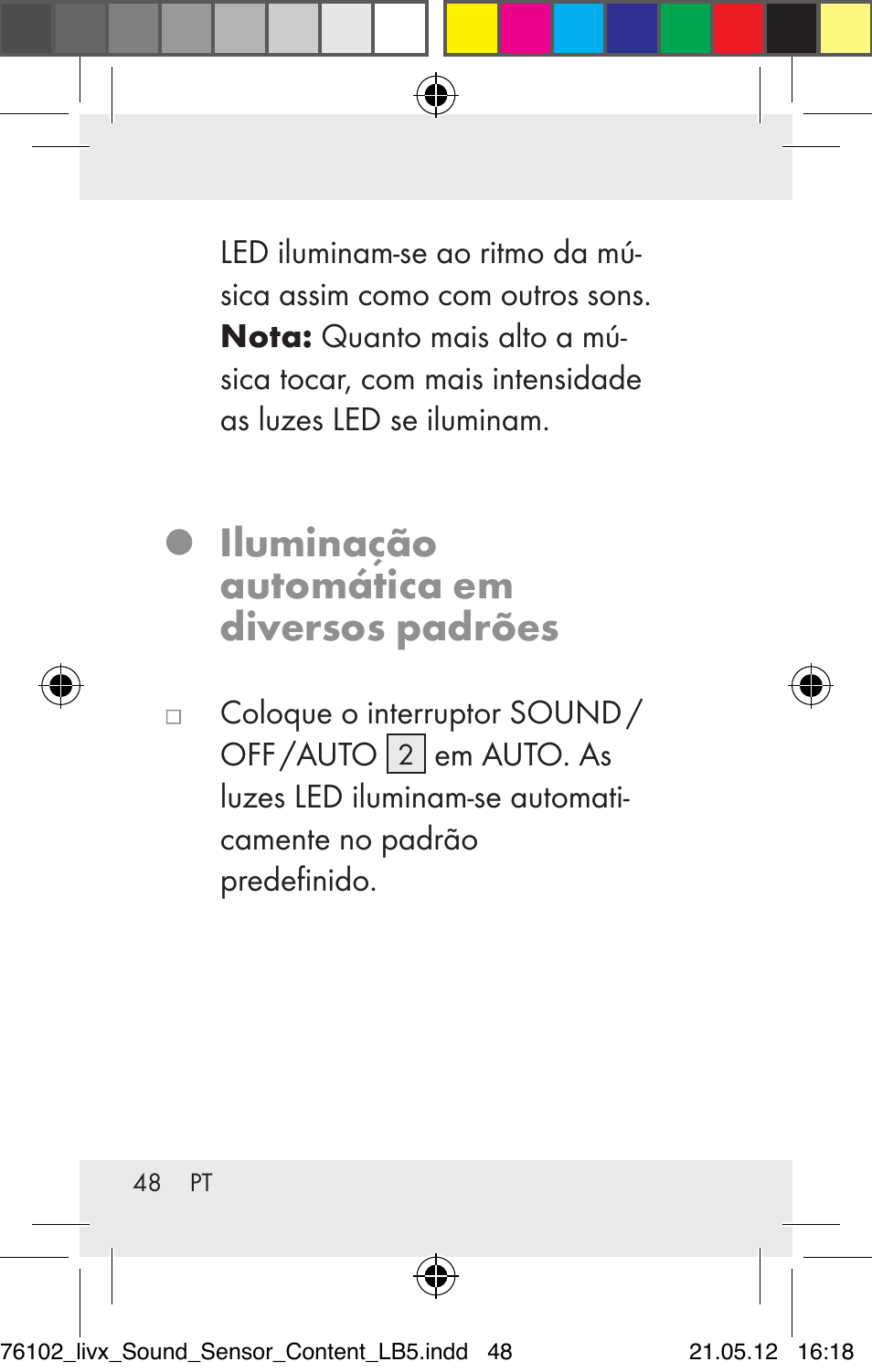 Iluminação automática em diversos padrões | Livarno Z30425A Z30425B User Manual | Page 48 / 84