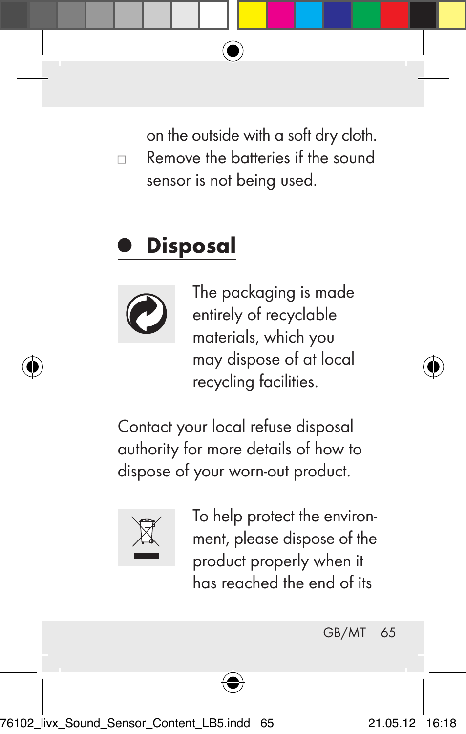 Disposal | Livarno Z30425A Z30425B User Manual | Page 65 / 84