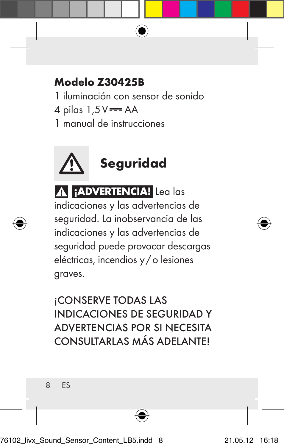 Seguridad | Livarno Z30425A Z30425B User Manual | Page 8 / 84