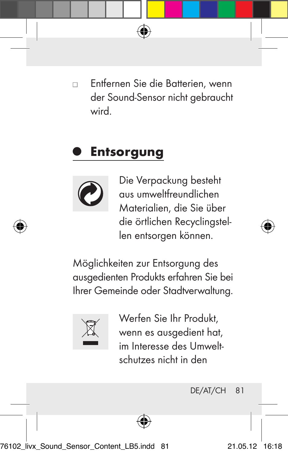 Entsorgung | Livarno Z30425A Z30425B User Manual | Page 81 / 84