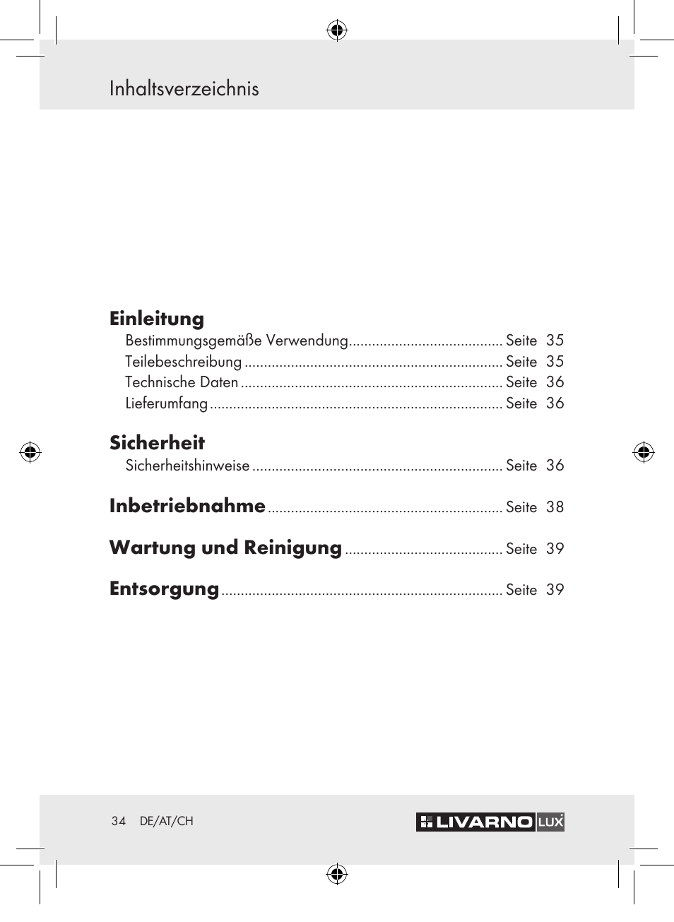 Livarno Z30652 User Manual | Page 36 / 42