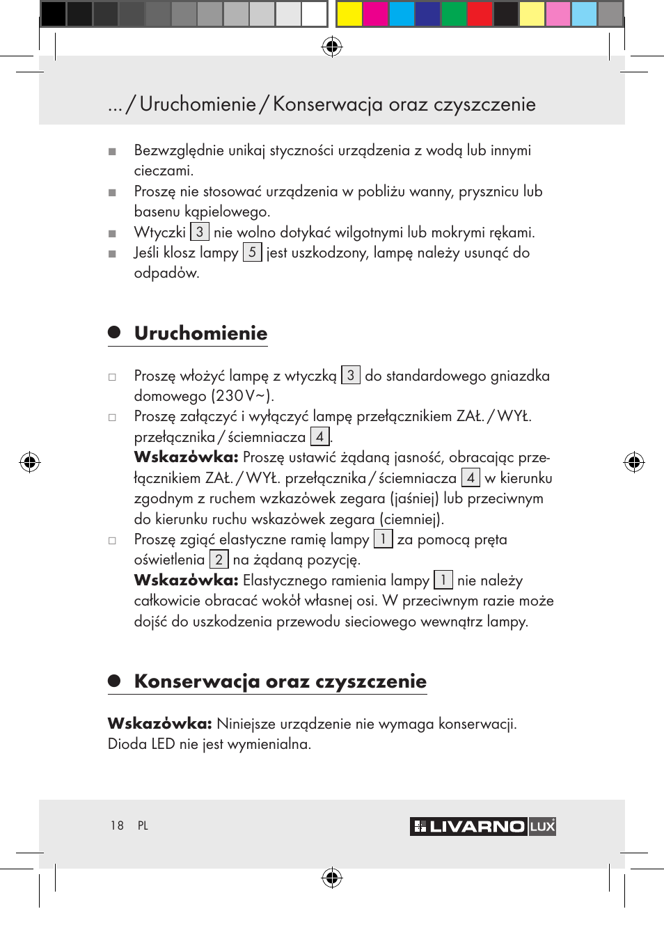 Uruchomienie / konserwacja oraz czyszczenie, Uruchomienie, Konserwacja oraz czyszczenie | Livarno Z30652 User Manual | Page 18 / 57