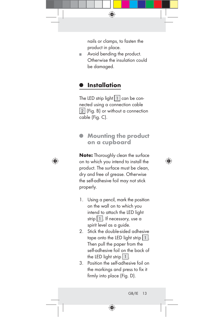 Installation, Mounting the product on a cupboard | Livarno Z31289-BS User Manual | Page 13 / 16