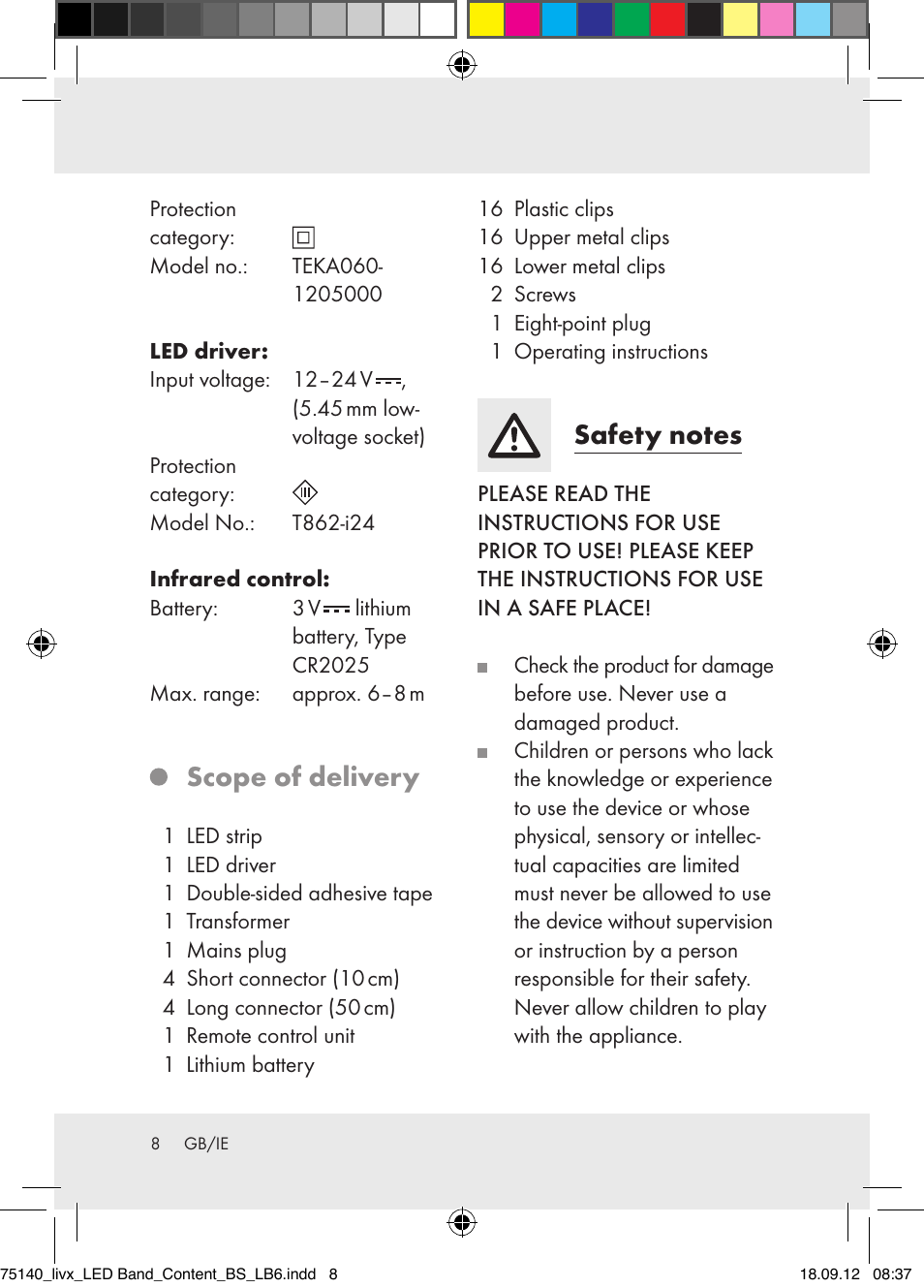 Scope of delivery | Livarno Z31228-BS User Manual | Page 8 / 16