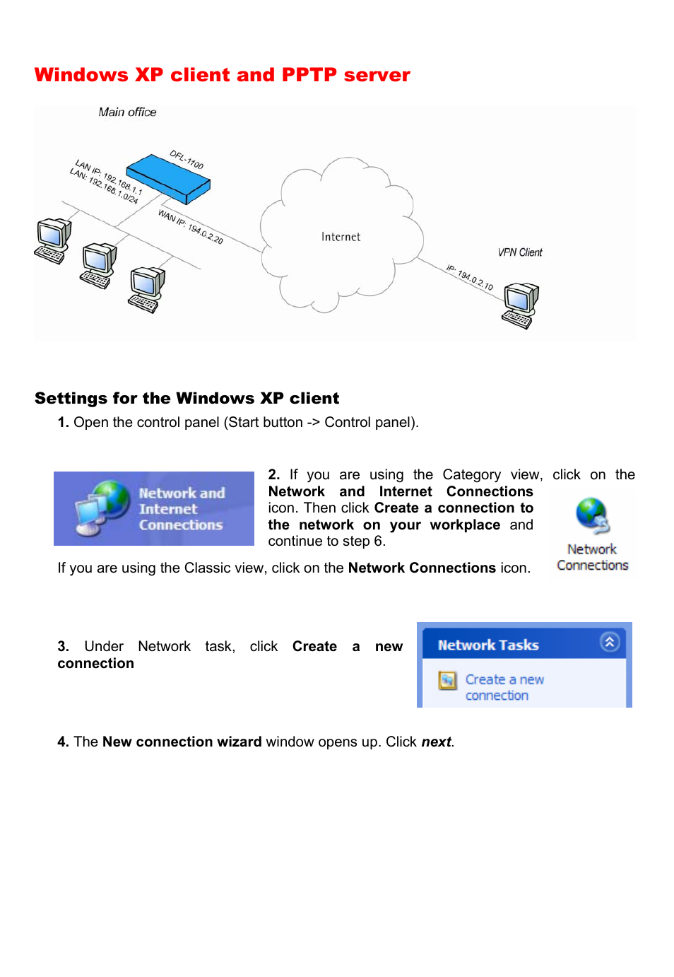 Windows xp client and pptp server | D-Link DFL-700 User Manual | Page 105 / 141