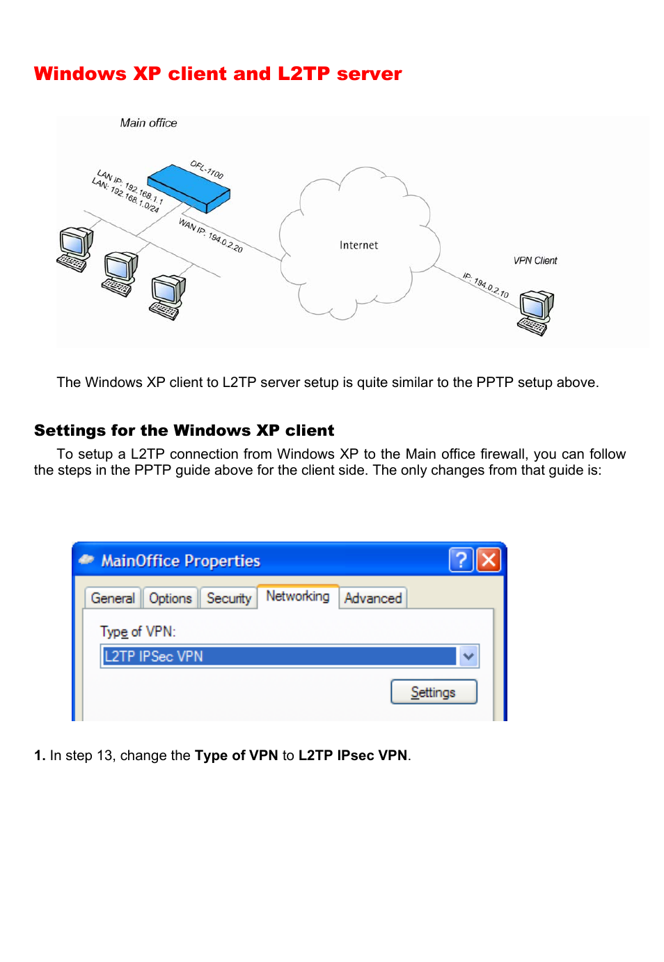 Windows xp client and l2tp server | D-Link DFL-700 User Manual | Page 115 / 141