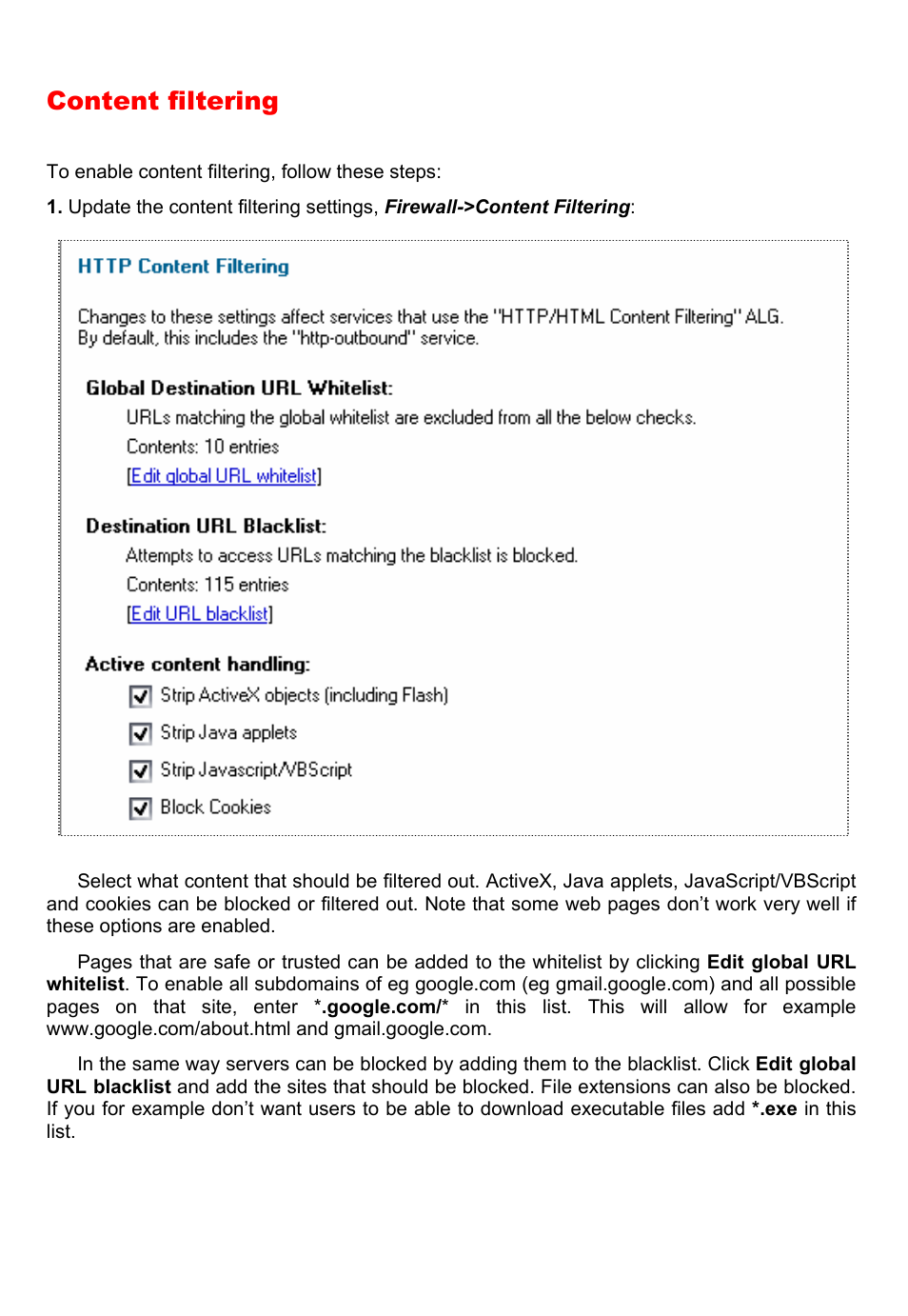 Content filtering | D-Link DFL-700 User Manual | Page 119 / 141