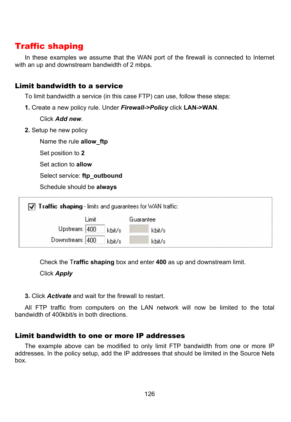 Traffic shaping | D-Link DFL-700 User Manual | Page 126 / 141