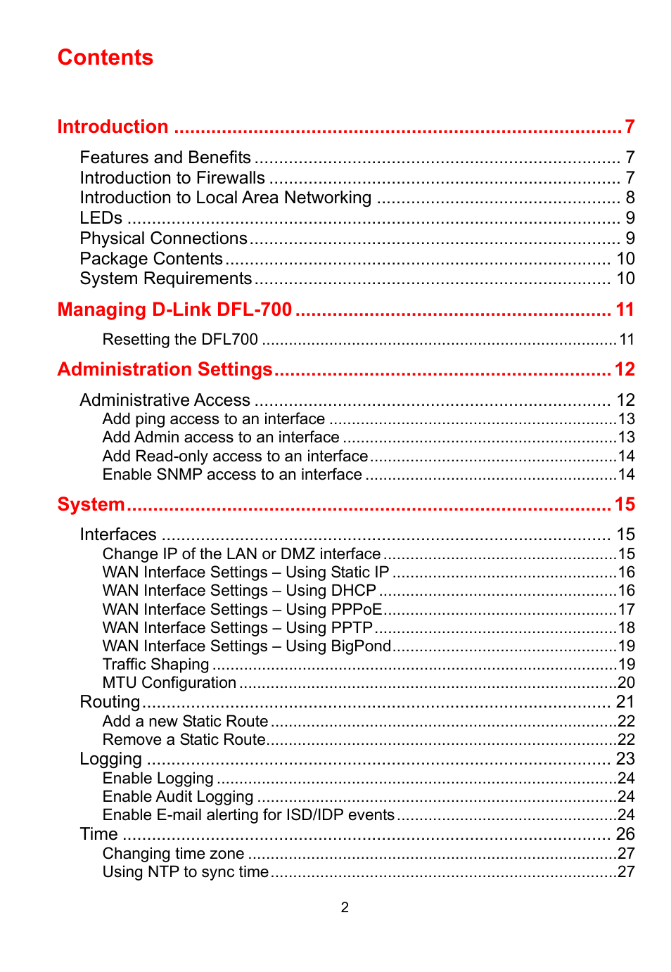 D-Link DFL-700 User Manual | Page 2 / 141