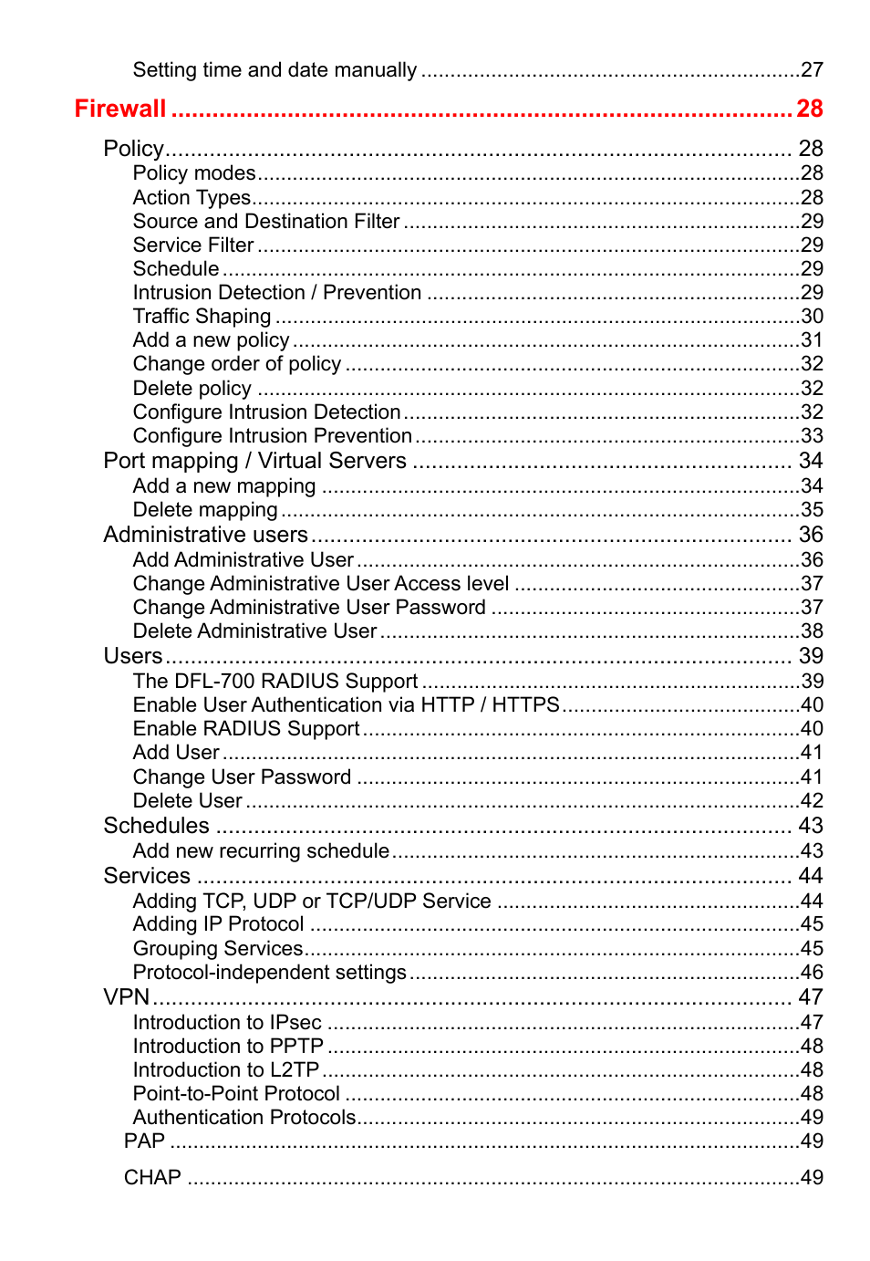 D-Link DFL-700 User Manual | Page 3 / 141