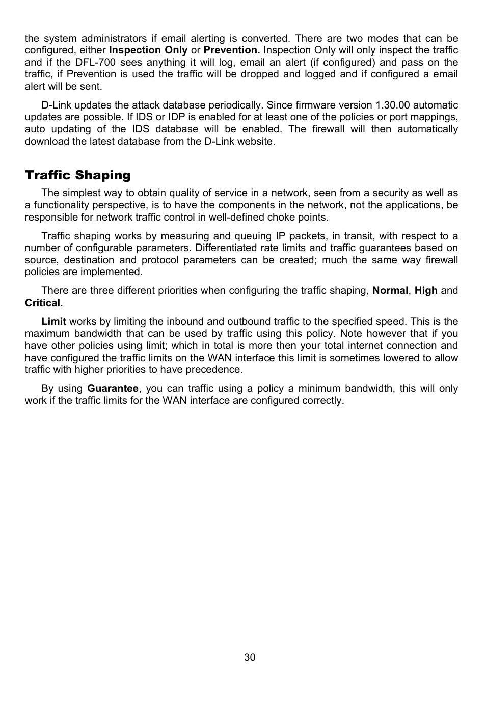 Traffic shaping | D-Link DFL-700 User Manual | Page 30 / 141