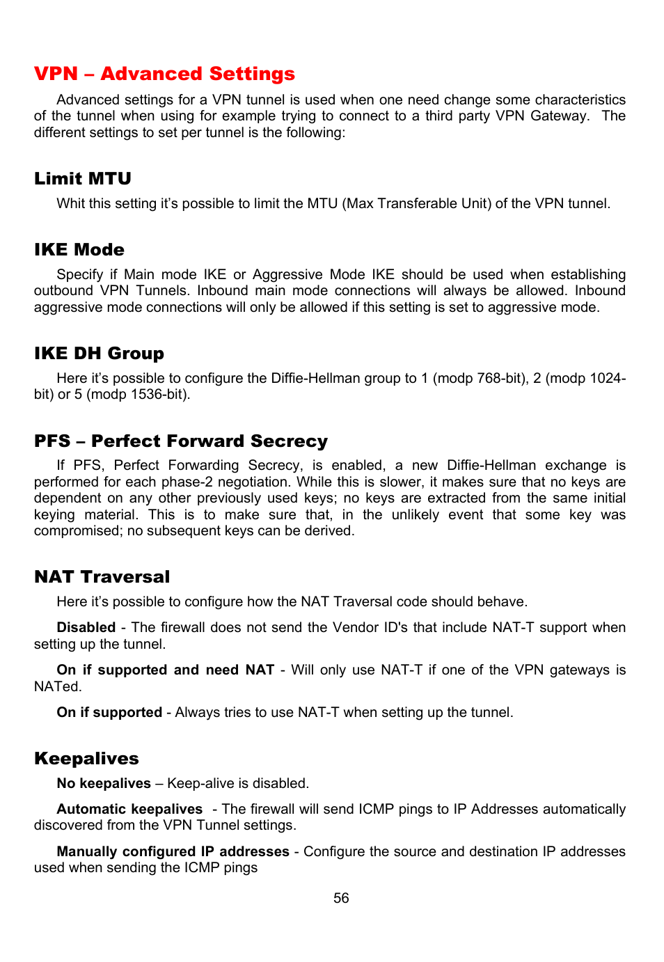 Vpn – advanced settings | D-Link DFL-700 User Manual | Page 56 / 141