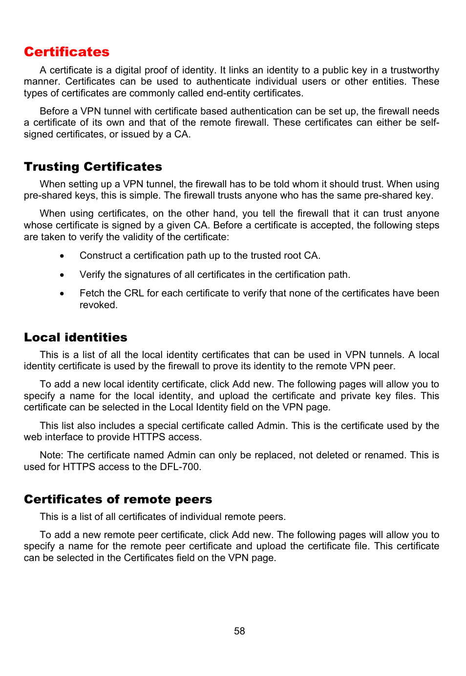 Certificates | D-Link DFL-700 User Manual | Page 58 / 141