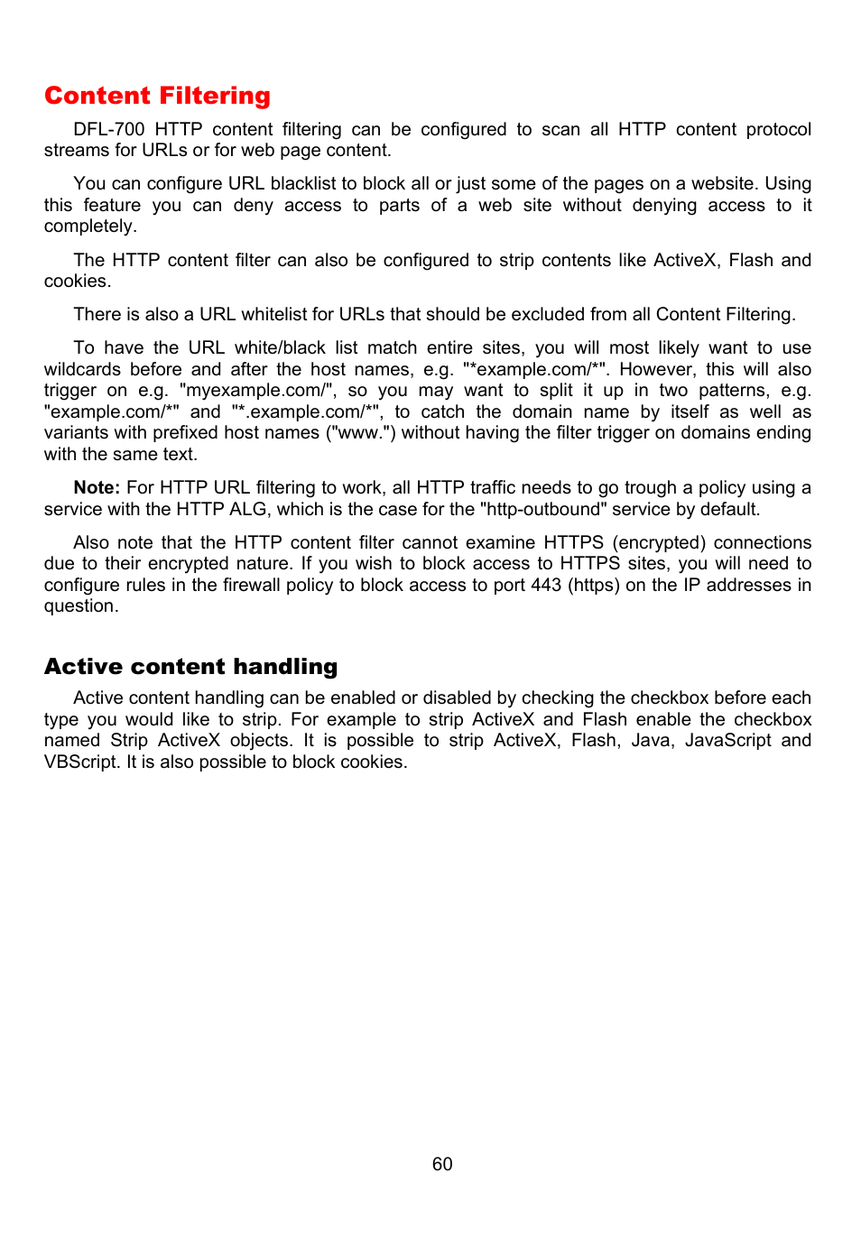 Content filtering | D-Link DFL-700 User Manual | Page 60 / 141