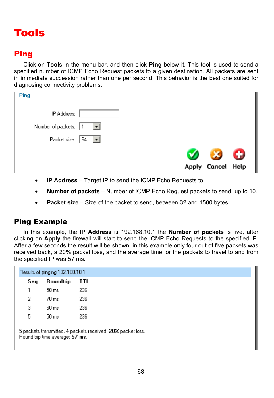 Tools, Ping | D-Link DFL-700 User Manual | Page 68 / 141