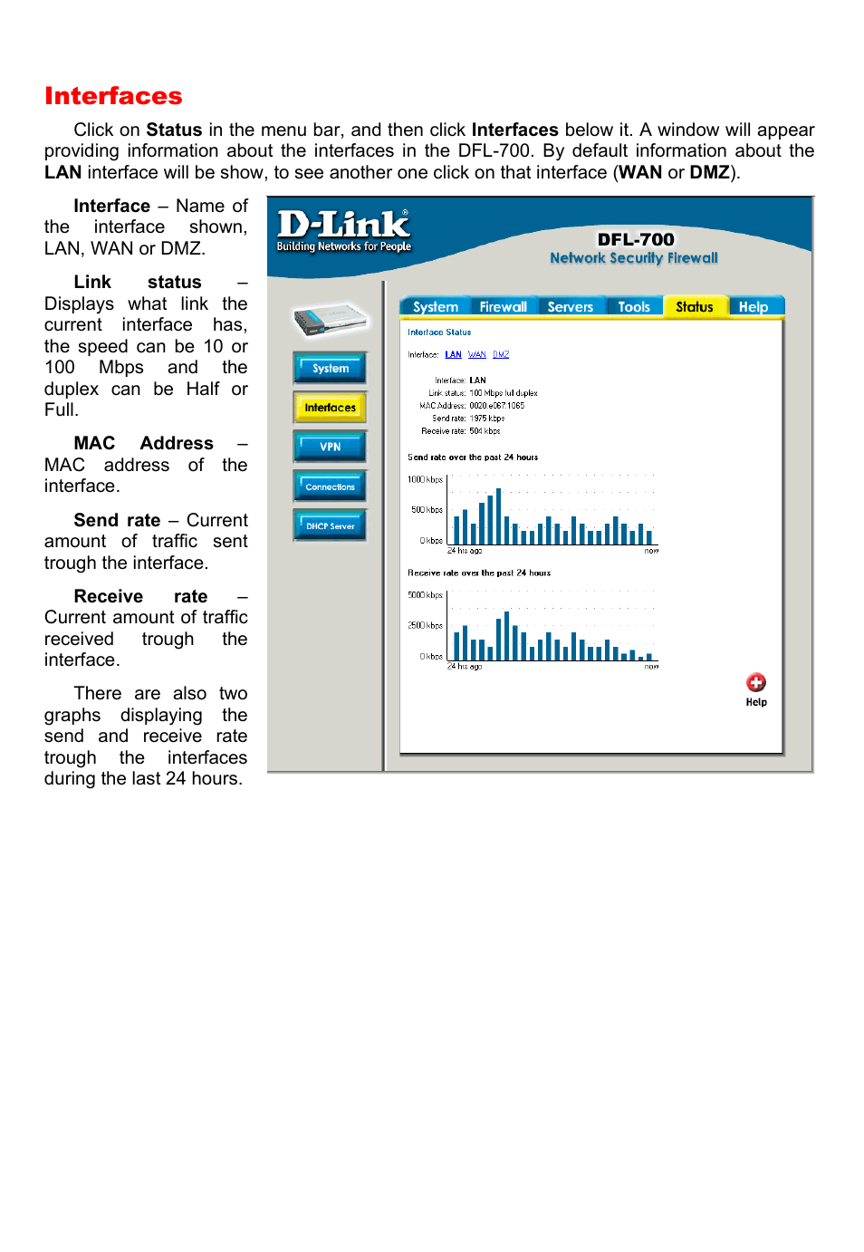 Interfaces | D-Link DFL-700 User Manual | Page 75 / 141
