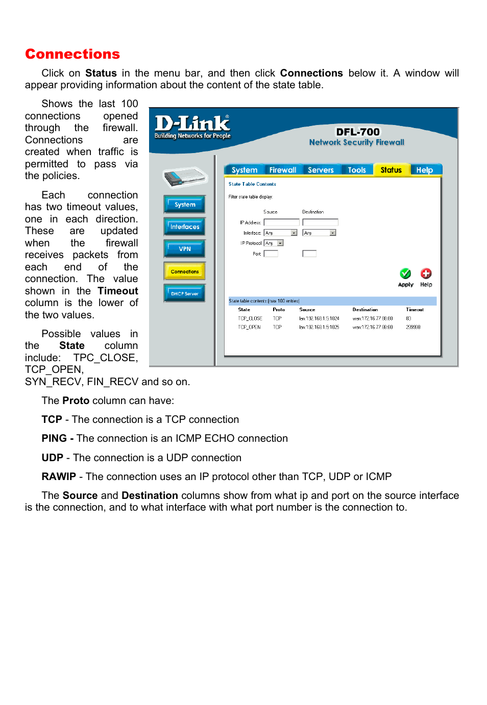 Connections | D-Link DFL-700 User Manual | Page 77 / 141