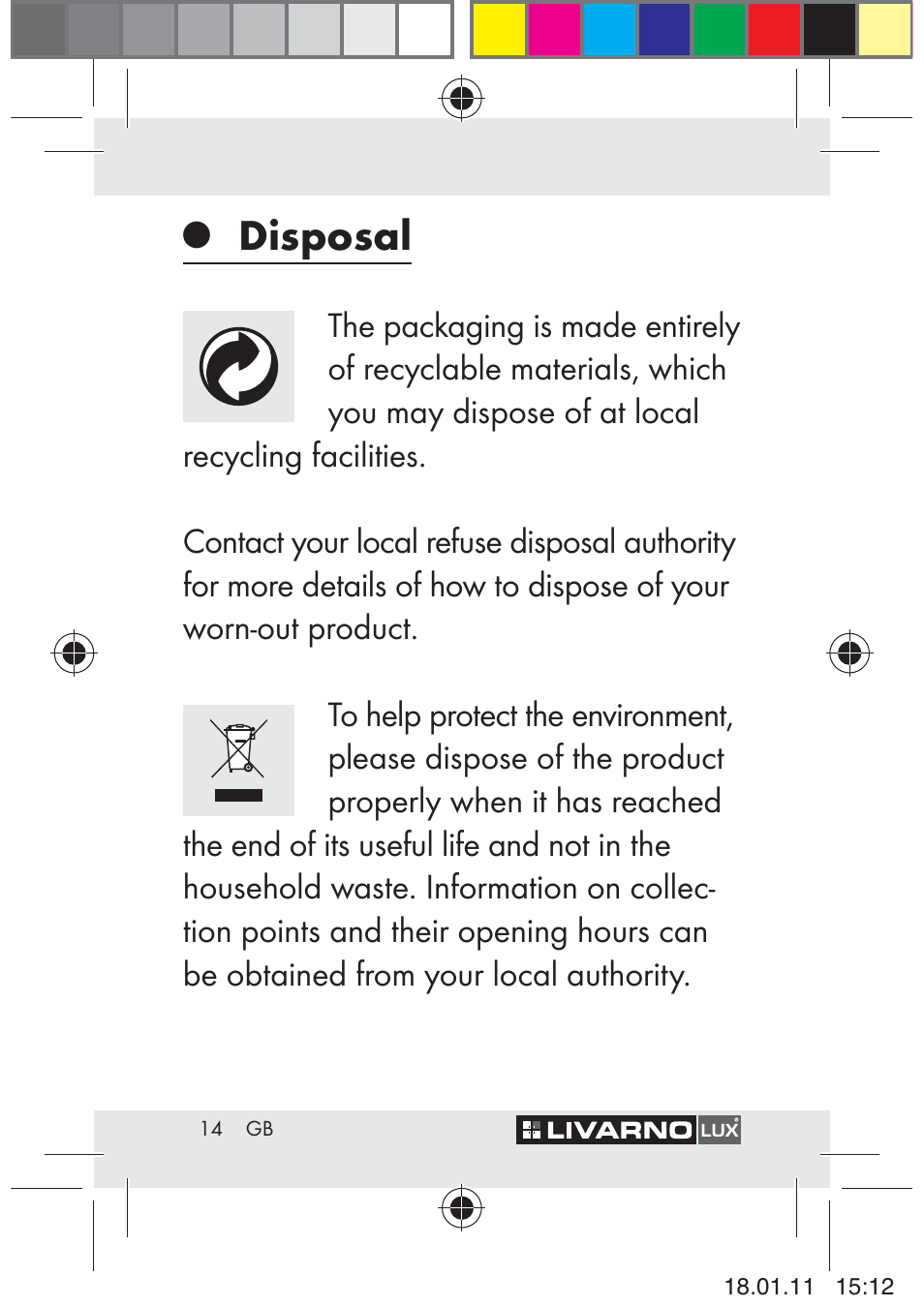 Disposal | Livarno Z29012A-BS User Manual | Page 16 / 93