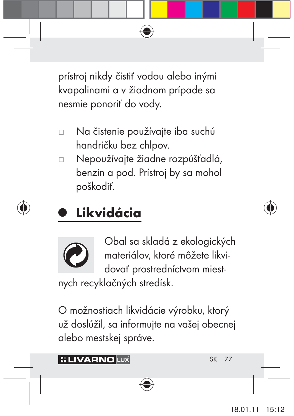 Likvidácia | Livarno Z29012A-BS User Manual | Page 79 / 93