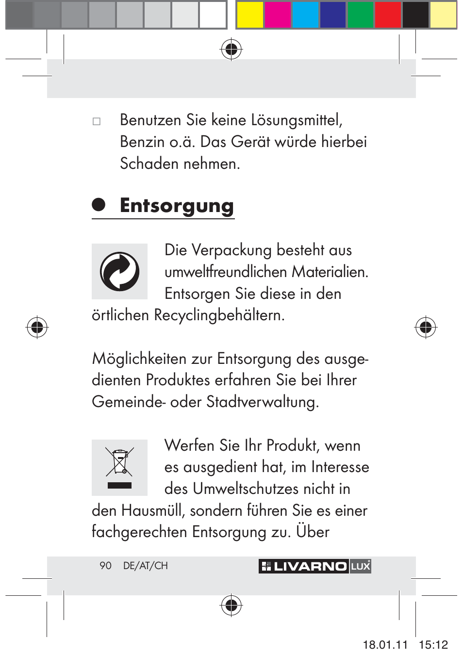 Entsorgung | Livarno Z29012A-BS User Manual | Page 92 / 93