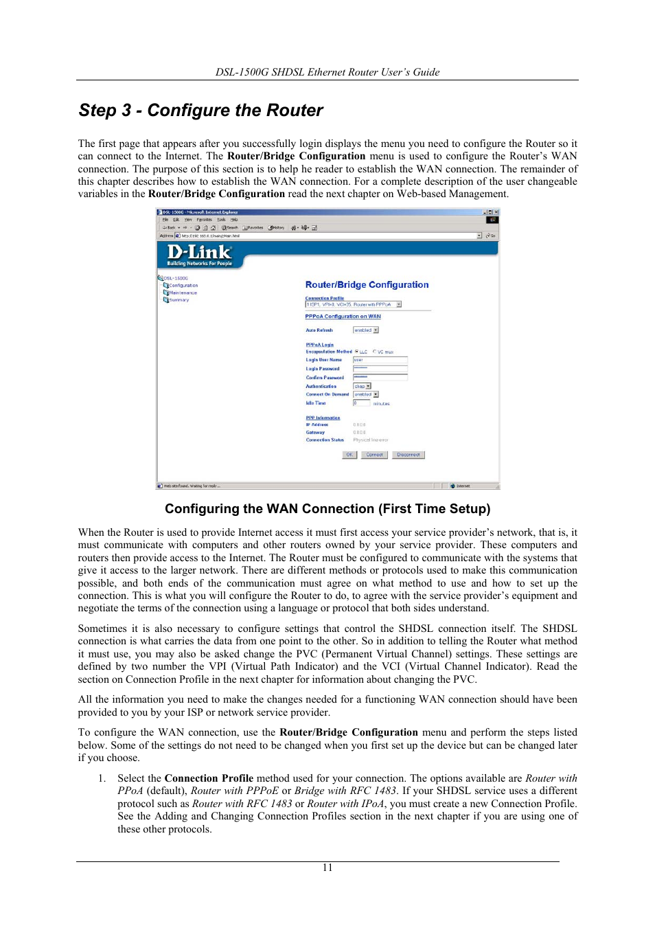 Step 3 - configure the router | D-Link DSL-1500G User Manual | Page 21 / 62