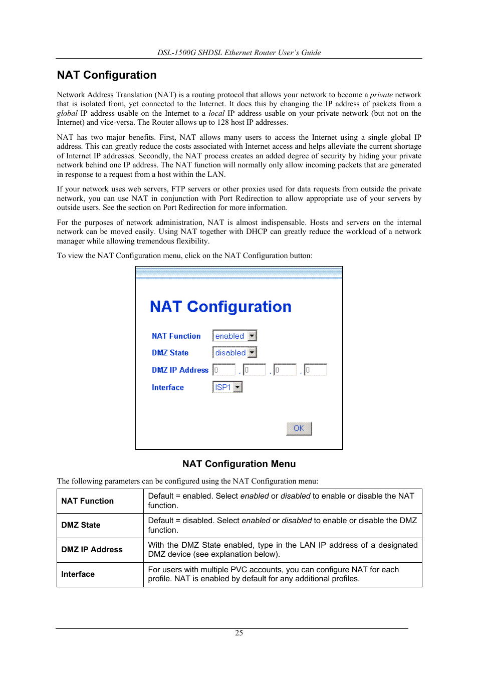 Nat configuration | D-Link DSL-1500G User Manual | Page 35 / 62