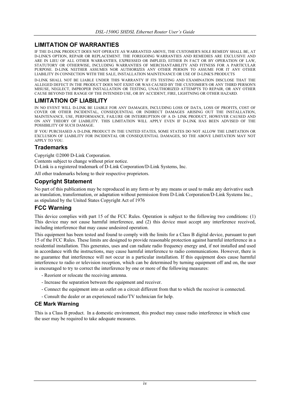 D-Link DSL-1500G User Manual | Page 4 / 62