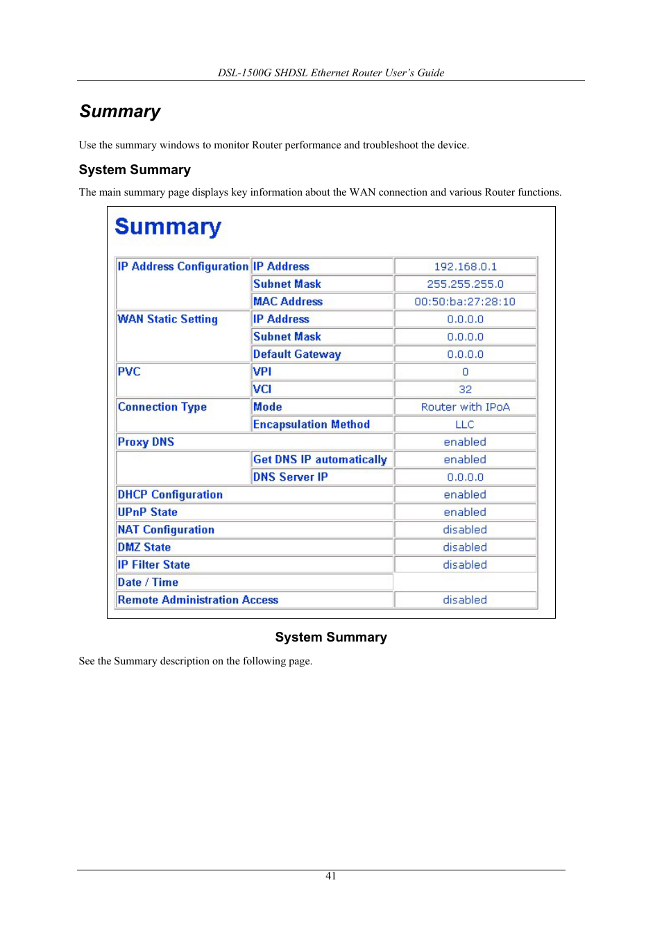 Summary | D-Link DSL-1500G User Manual | Page 51 / 62