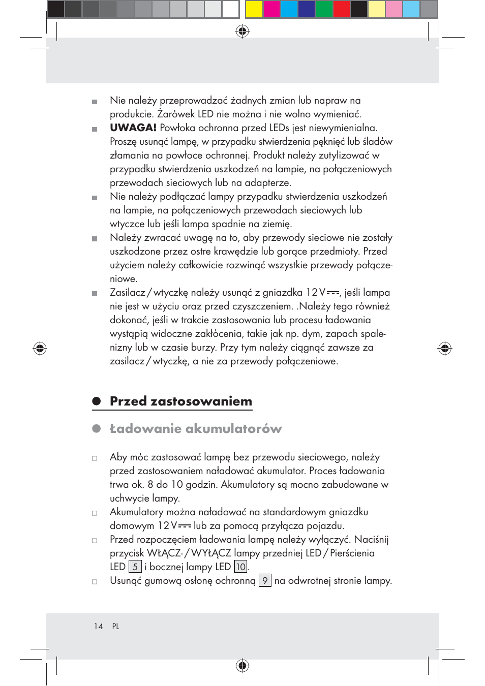 Przed zastosowaniem ładowanie akumulatorów | Livarno Z31203-BS User Manual | Page 14 / 50