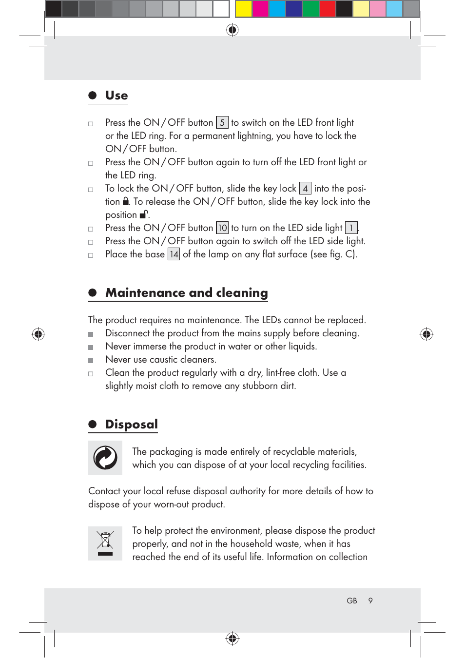 Maintenance and cleaning, Disposal | Livarno Z31203-BS User Manual | Page 9 / 50