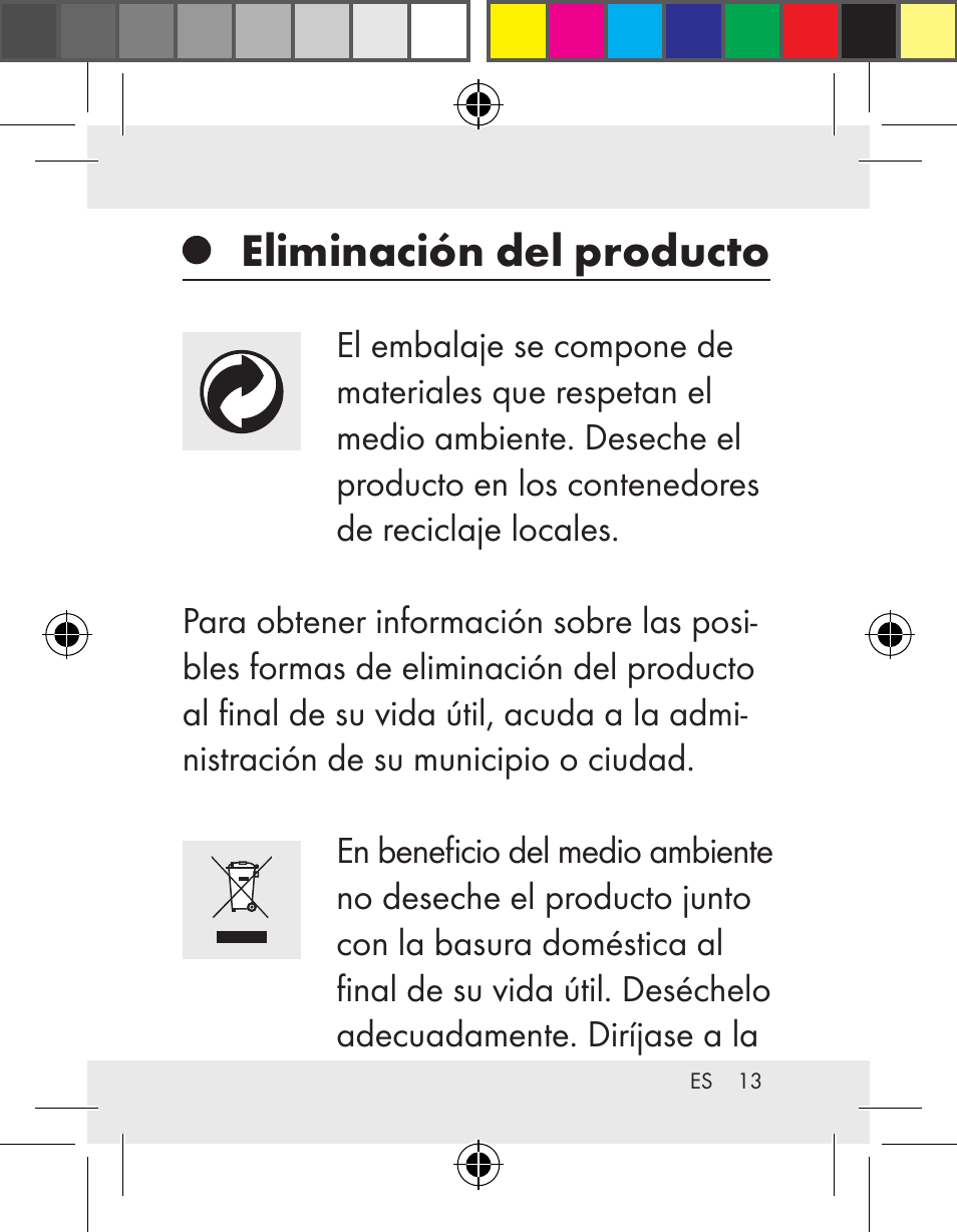 Eliminación del producto | Livarno Z31172..-BS User Manual | Page 13 / 54