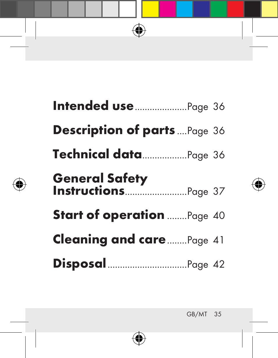 Intended use, Description of parts, Technical data | General safety instructions, Start of operation, Cleaning and care, Disposal | Livarno Z31172..-BS User Manual | Page 35 / 54