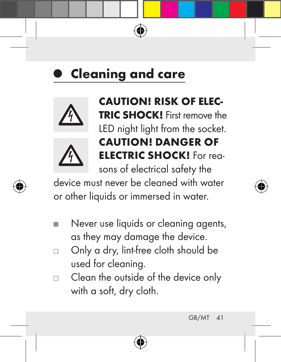 Cleaning and care | Livarno Z31172..-BS User Manual | Page 41 / 54