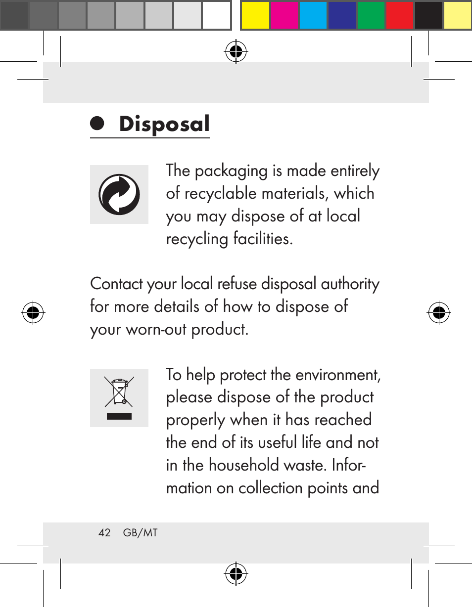 Disposal | Livarno Z31172..-BS User Manual | Page 42 / 54