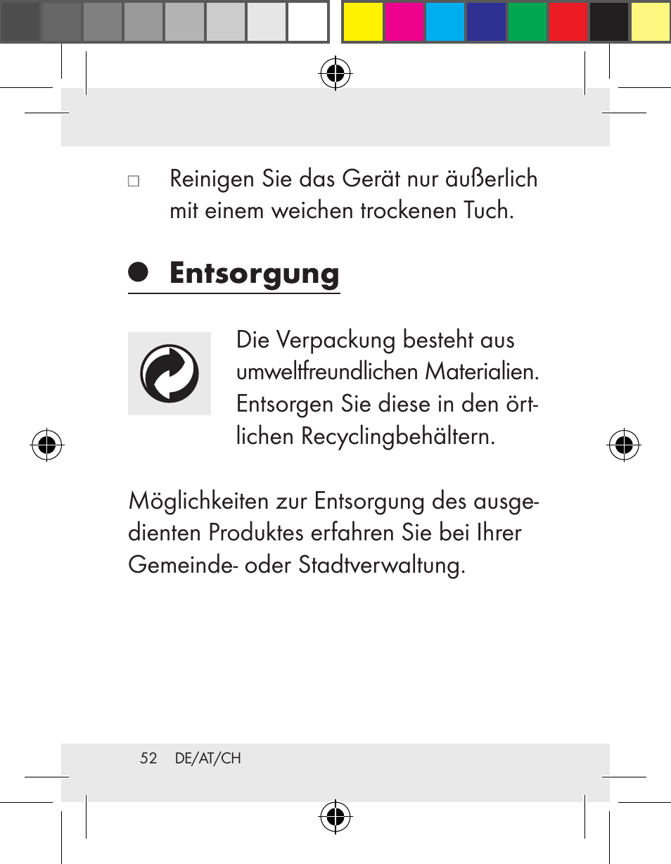 Entsorgung | Livarno Z31172..-BS User Manual | Page 52 / 54